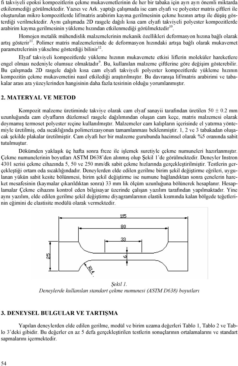 Aynı çalışmada 2D rasgele dağılı kısa cam elyafı takviyeli polyester kompozitlerde arabirim kayma gerilmesinin yükleme hızından etkilenmediği görülmektedir 10.