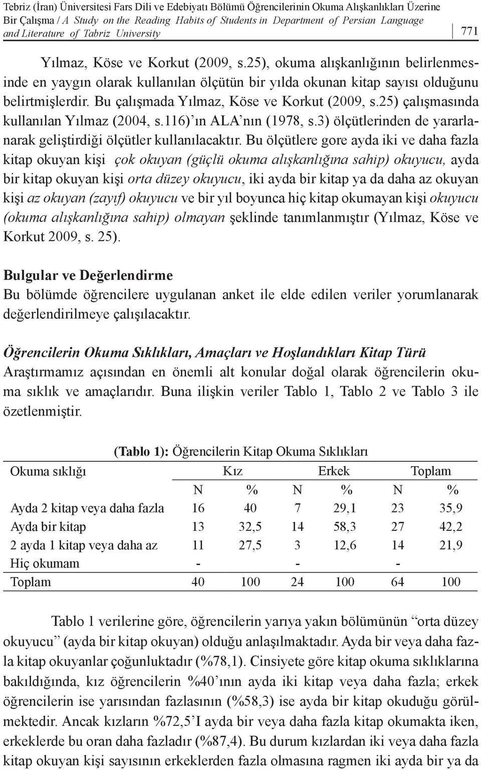 25) çalışmasında kullanılan Yılmaz (2004, s.116) ın ALA nın (1978, s.3) ölçütlerinden de yararlanarak geliştirdiği ölçütler kullanılacaktır.