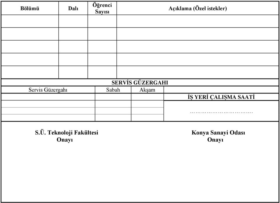 Sabah Akşam İŞ YERİ ÇALIŞMA SAATİ. S.Ü.