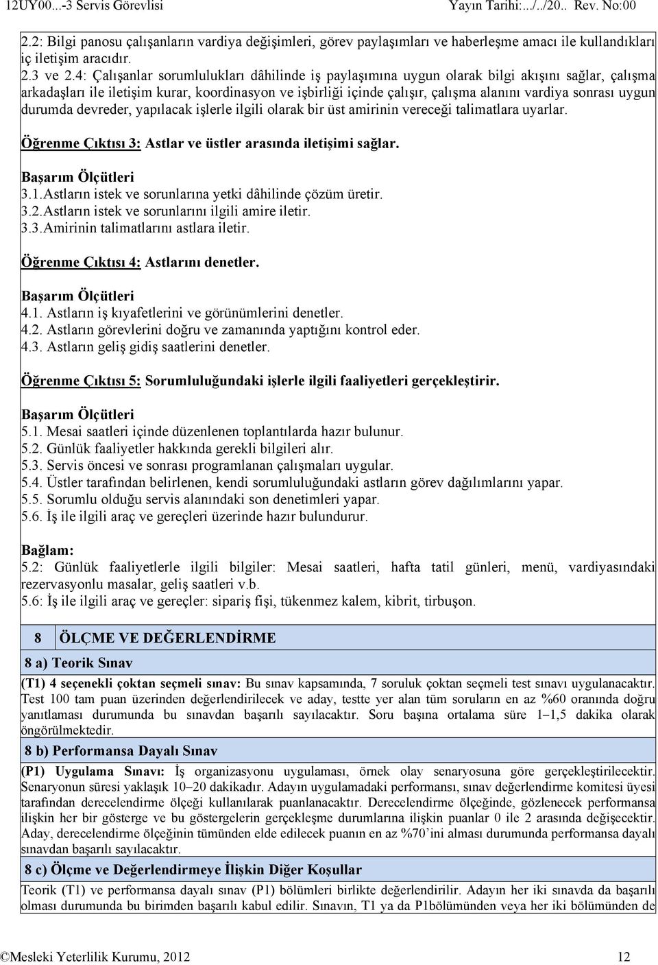 sonrası uygun durumda devreder, yapılacak işlerle ilgili olarak bir üst amirinin vereceği talimatlara uyarlar. Öğrenme Çıktısı 3: Astlar ve üstler arasında iletişimi sağlar. 3.1.