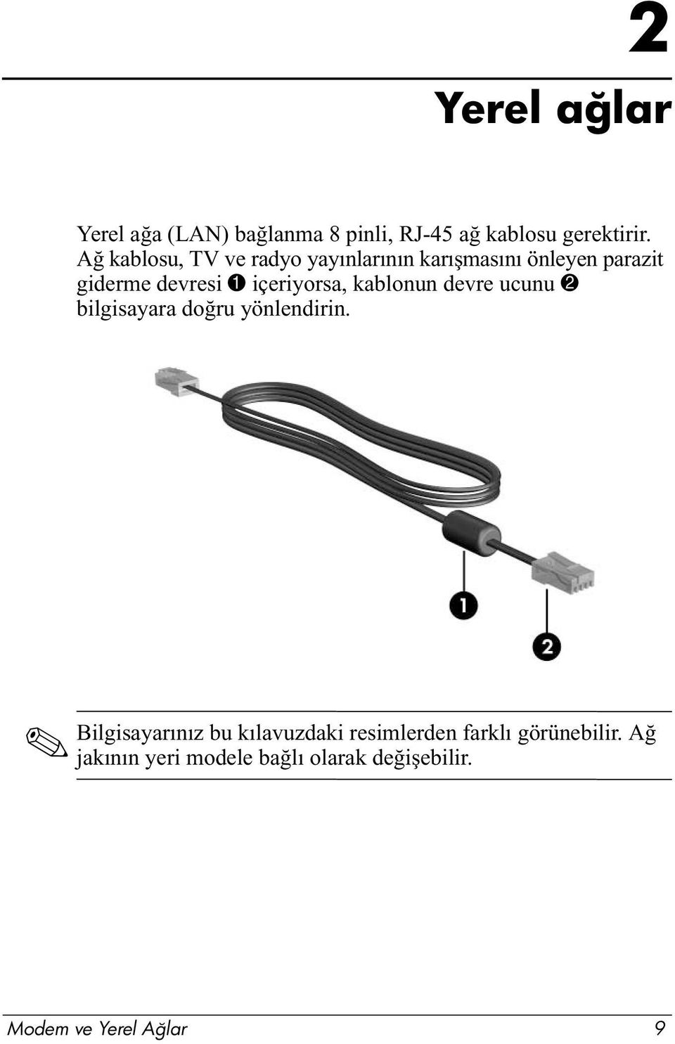 içeriyorsa, kablonun devre ucunu 2 bilgisayara doğru yönlendirin.