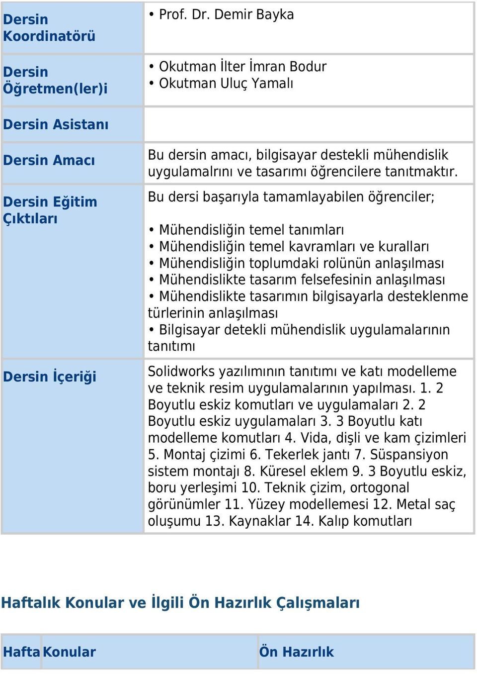 tasarımı öğrencilere tanıtmaktır.