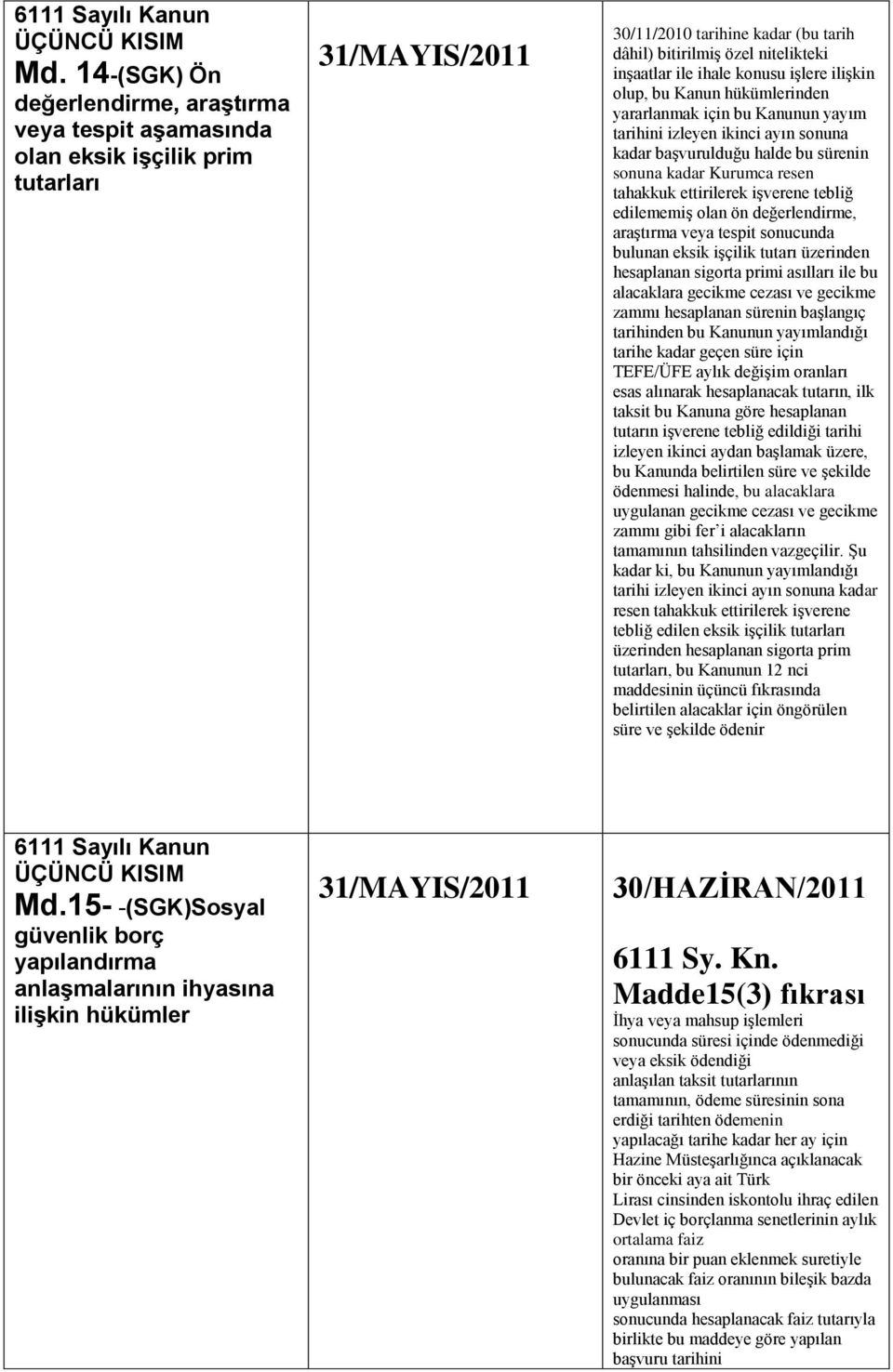 ilişkin olup, bu Kanun hükümlerinden yararlanmak için bu Kanunun yayım tarihini izleyen ikinci ayın sonuna kadar başvurulduğu halde bu sürenin sonuna kadar Kurumca resen tahakkuk ettirilerek işverene