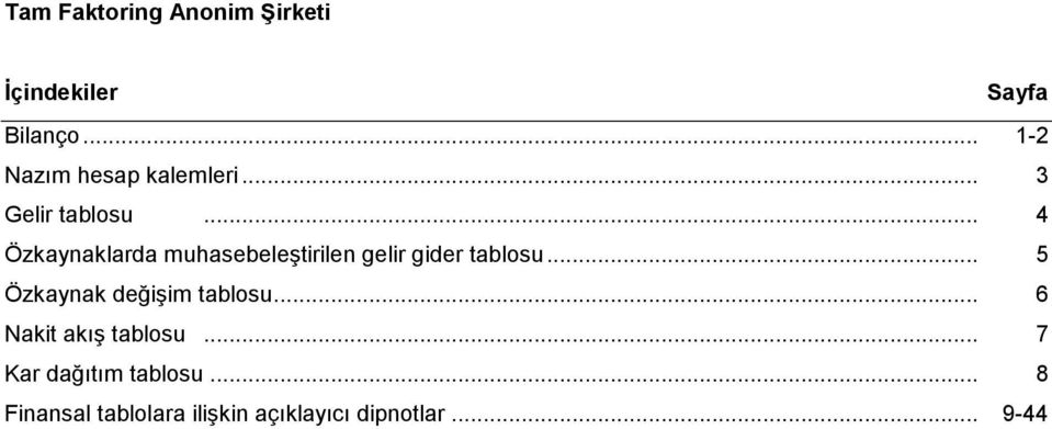 .. 4 Özkaynaklarda muhasebeleştirilen gelir gider tablosu.