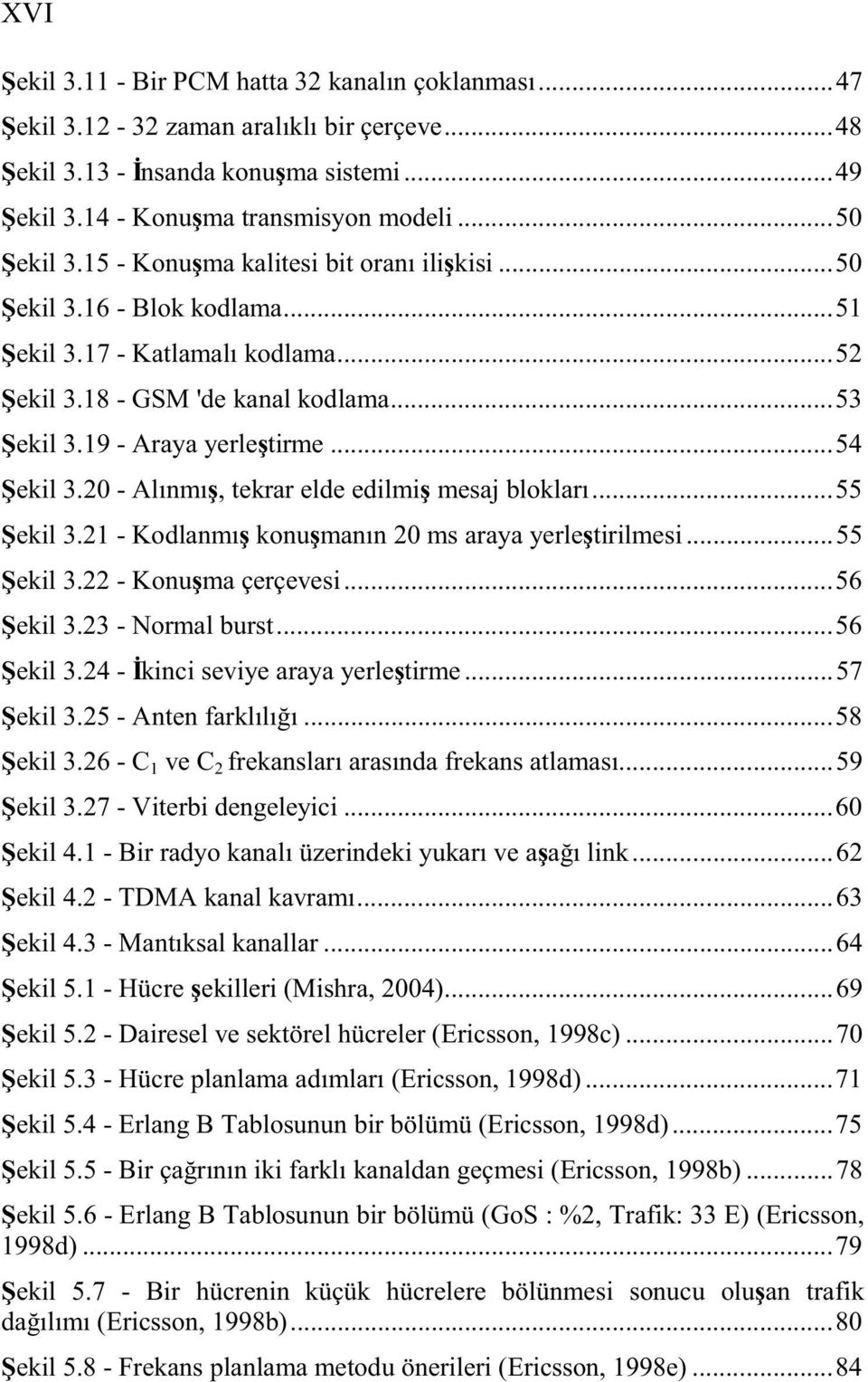 20 - Alınmı, tekrar elde edilmi mesaj blokları...55 ekil 3.21 - Kodlanmı konu manın 20 ms araya yerle tirilmesi...55 ekil 3.22 - Konu ma çerçevesi...56 ekil 3.23 - Normal burst...56 ekil 3.24 - kinci seviye araya yerle tirme.