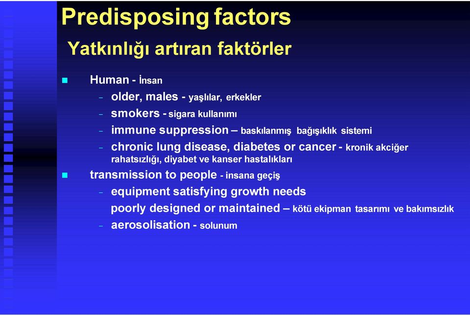 kronik akciğer rahatsızlığı, diyabet ve kanser hastalıkları transmission to people - insana geçiş - equipment