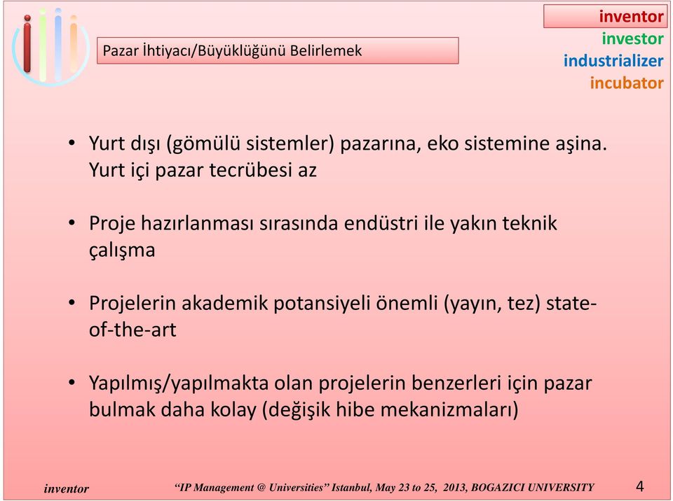 potansiyeli önemli (yayın, y tez) state of the art Yapılmış/yapılmakta l olan projelerin benzerleri için pazar