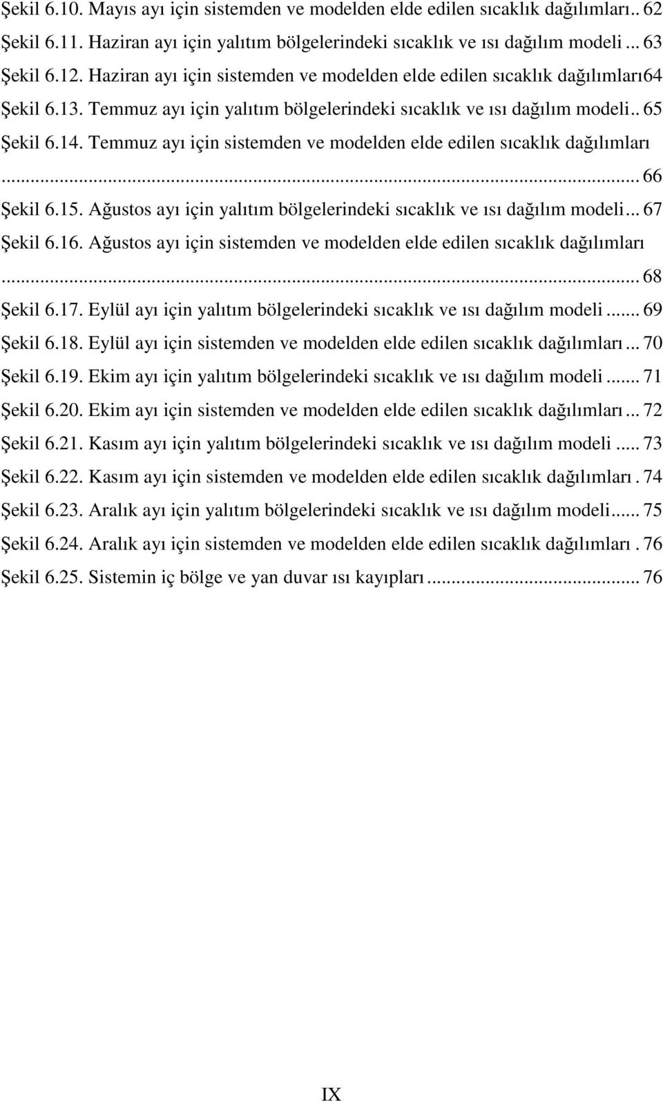 Temmuz ayı için sistemden ve modelden elde edilen sıcaklık dağılımları... 66 Şekil 6.15. Ağustos ayı için yalıtım bölgelerindeki sıcaklık ve ısı dağılım modeli... 67 Şekil 6.16.