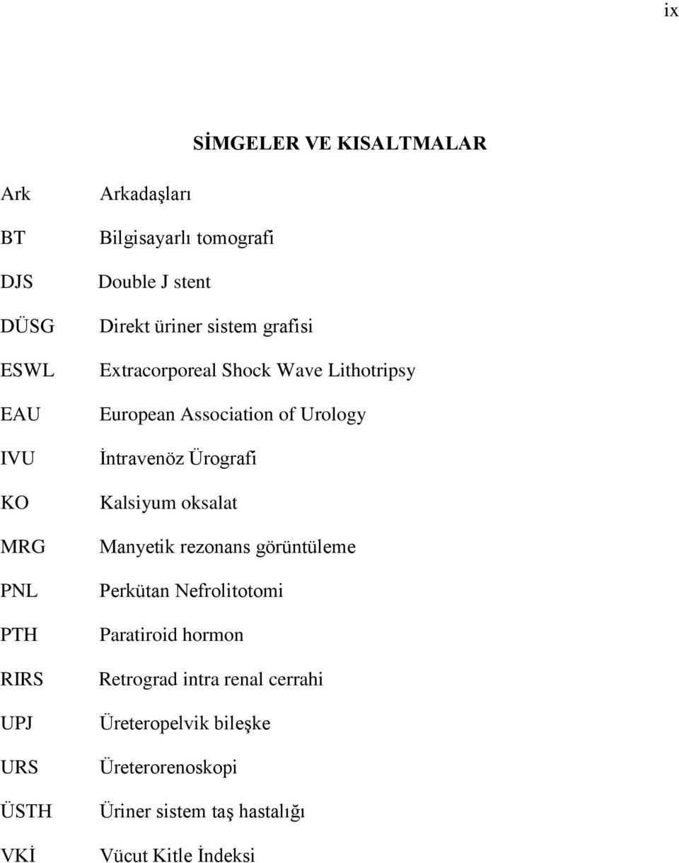 Association of Urology Ġntravenöz Ürografi Kalsiyum oksalat Manyetik rezonans görüntüleme Perkütan Nefrolitotomi