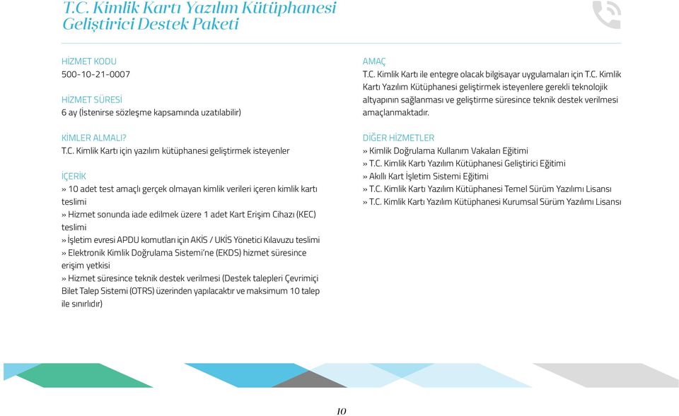 İşletim evresi APDU komutları için AKİS / UKİS Yönetici Kılavuzu teslimi» Elektronik Kimlik Doğrulama Sistemi ne (EKDS) hizmet süresince erişim yetkisi» Hizmet süresince teknik destek verilmesi