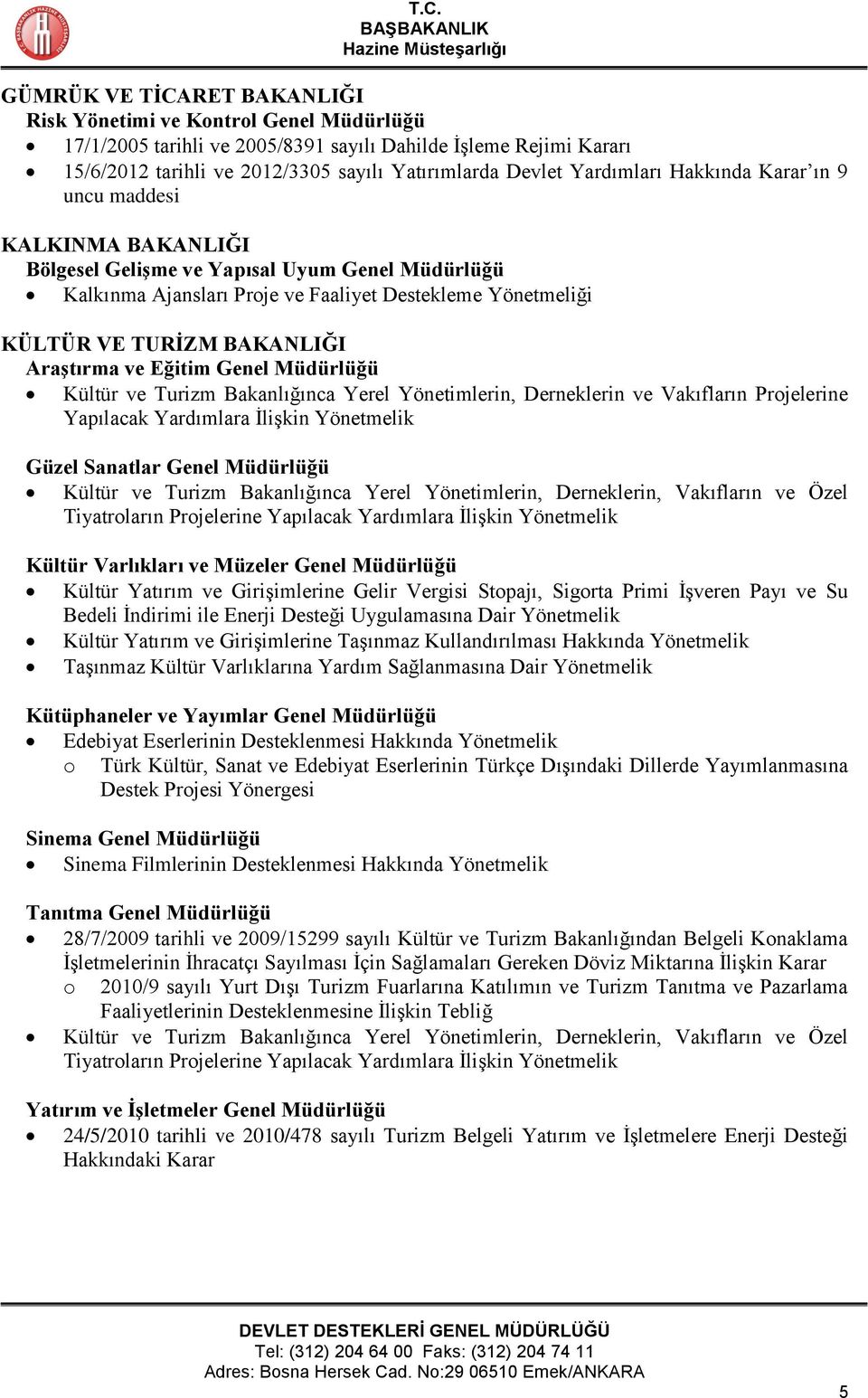 Araştırma ve Eğitim Genel Müdürlüğü Kültür ve Turizm Bakanlığınca Yerel Yönetimlerin, Derneklerin ve Vakıfların Projelerine Yapılacak Yardımlara İlişkin Yönetmelik Güzel Sanatlar Genel Müdürlüğü