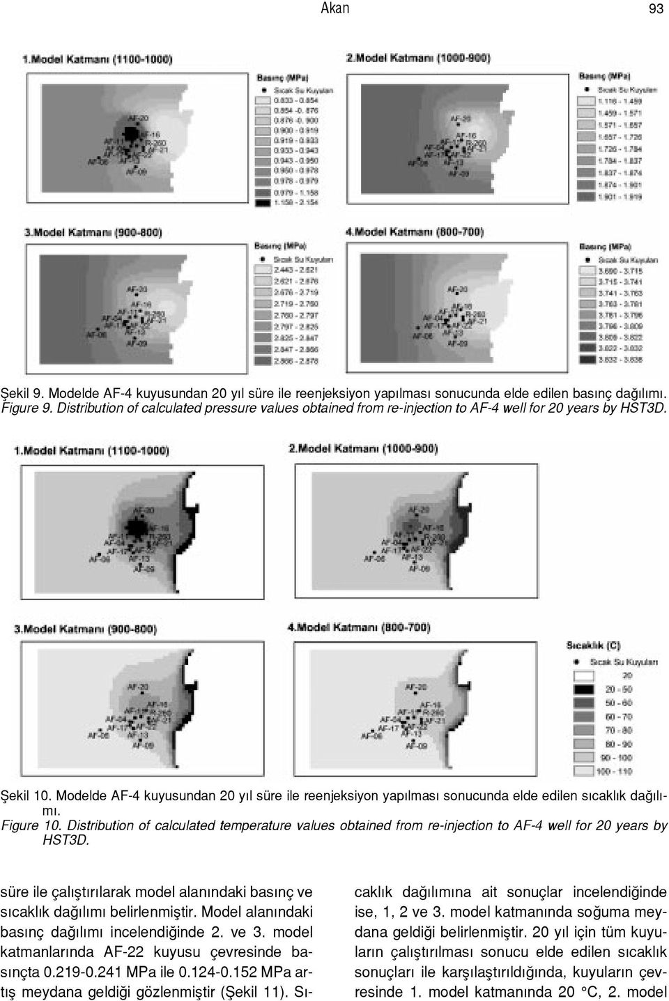 Modelde AF-4 kuyusundan 20 yýl sÿre ile reenjeksiyon yapýlmasý sonucunda elde edilen sýcaklýk daûýlýmý. Figure 10.