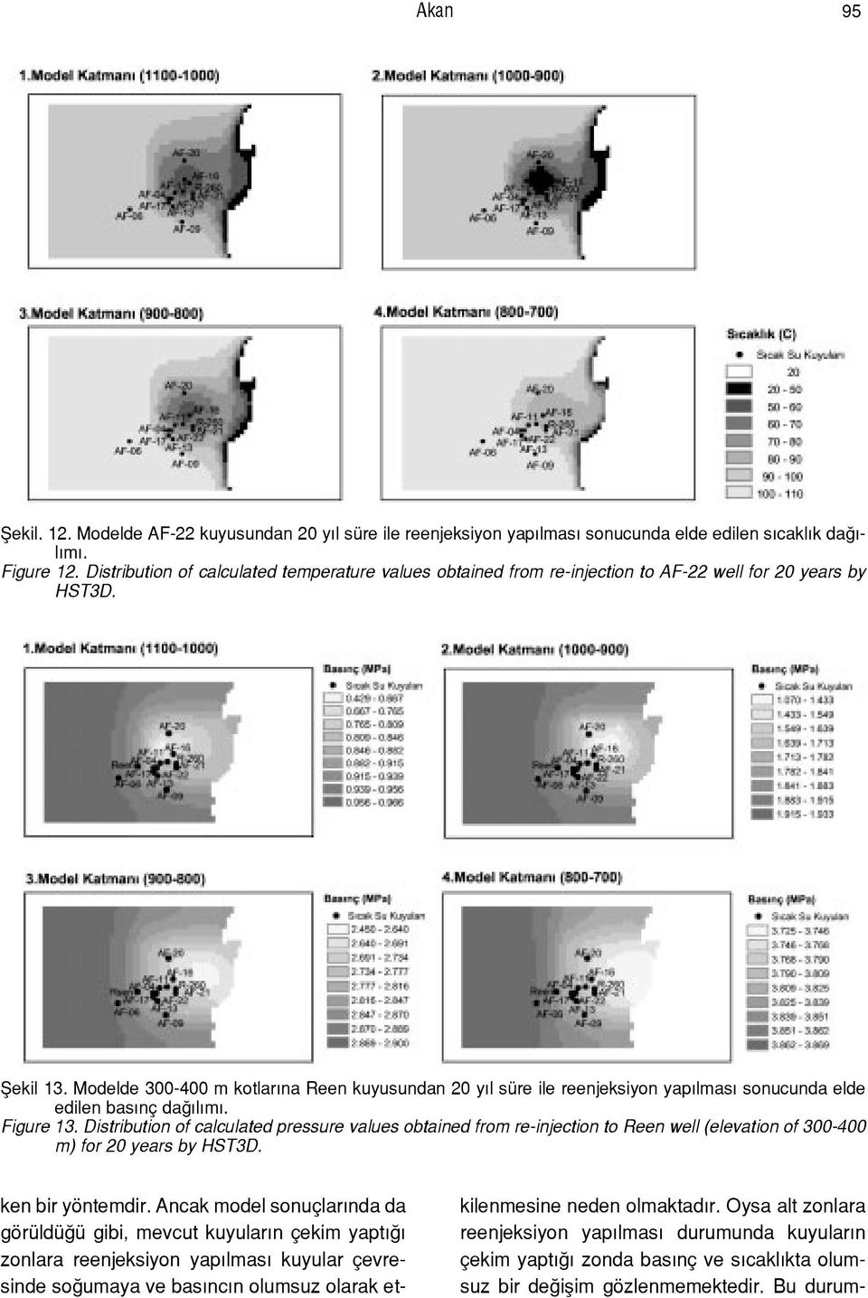 Modelde 300-400 m kotlarýna Reen kuyusundan 20 yýl sÿre ile reenjeksiyon yapýlmasý sonucunda elde edilen basýn daûýlýmý. Figure 13.