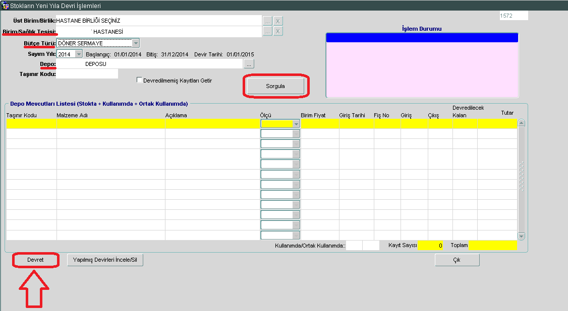 Açılan ekranda kırmızı renk ile çizilerek belirtilen alanların seçilmesi gerekmektedir.