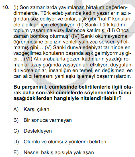 100 Yandaki madde aşağıda verilen konu alanlarından hangisini ölçmektedir? İşaretleyiniz.