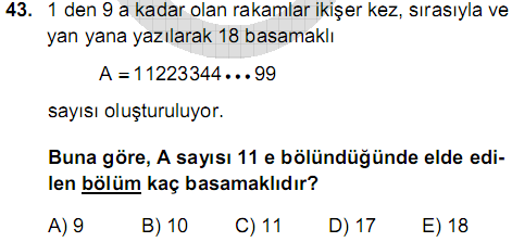 124 Yandaki madde aşağıda verilen konu alanlarından hangisini ölçmektedir? İşaretleyiniz.