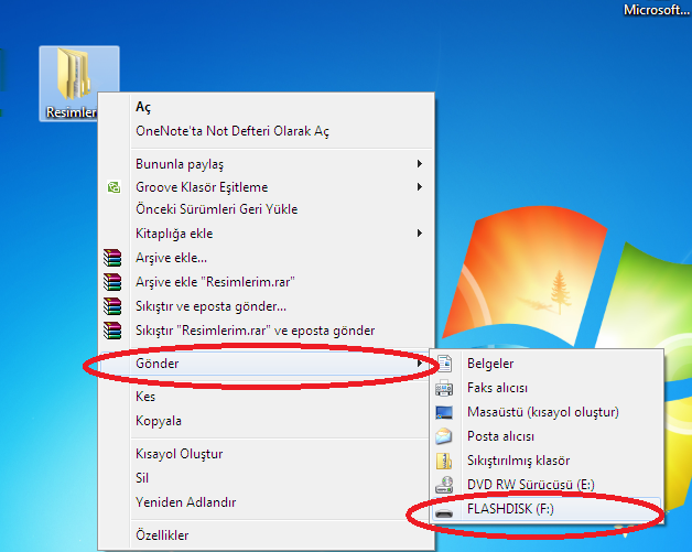 Flash Diske Kopya Göndermek Flash disk, dijital fotoğraf makinesi, MP3 çalar vb. aygıtlar USB üzerinden bağlandığı anda yine bu ekranda görüntülenir.