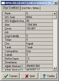 BİNA BİLGİLERİ SINIF Tanõmõdõr. Kõrmõzõ alan bu SINIF õn alan tipi geometrik elemanlarõ barõndõrdõğõnõ belirtir. SINIF Genellikle Tablonun birincil anahtarõnõn olduğu kolona eklenir.