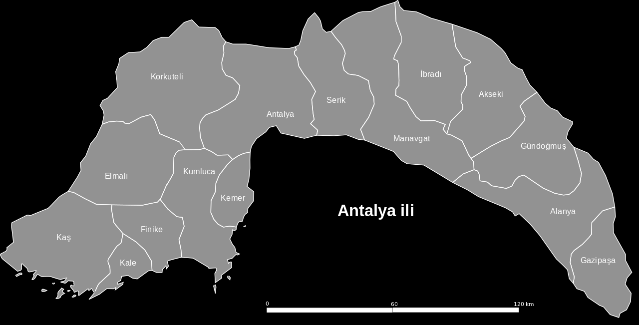 633 Şekil 1. Gazipaşa-Alanya Bölgesi konumu. Alanya, Antalya şehir merkezine 135 km. mesafede olup 36 30 07 ve 36 36 31 kuzey enlemleri ile 31 38 40 ve 32 32 02 doğu boylamları arasında175.