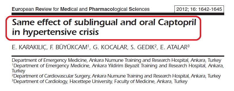 Kaptopril Kaptopril: Bu çalışmada Sunlingual oral alınan ve sublingual ilaçlarada; kaptopril 5, 25 mg po. Kötü 15, 30, tat 45 hissi ve 60.