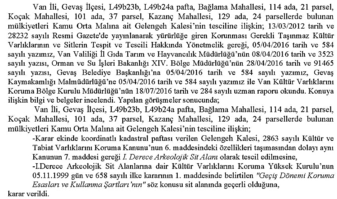 Sayfa : 82 RESMÎ GAZETE 6 Eylül 2016 Sayı : 29823 Kültür ve Turizm Bakanlığından: KÜLTÜR VARLIKLARINI KORUMA