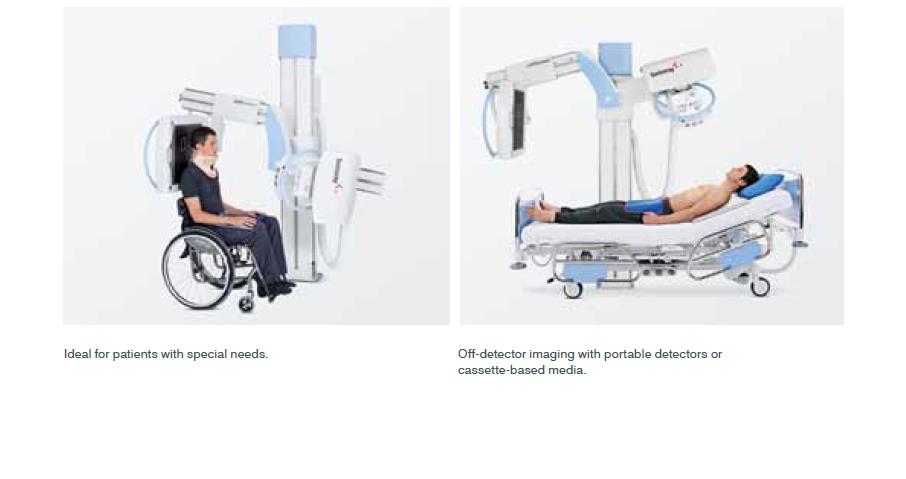 Çoklu fonksiyon Daha fazla beceri için çok fonksiyonlu sistem Çok yönlülüğü sayesinde ddrelement TM yatan, oturan ve dik konumdaki hastalar üzerindeki tüm genel radyografi tetkikleri için mükemmel