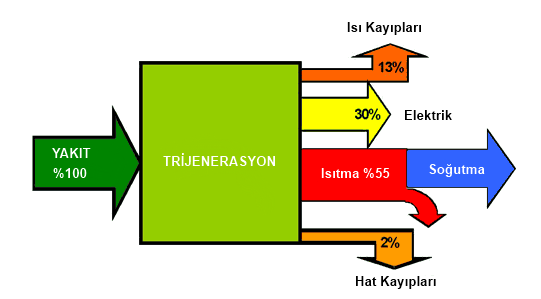 Büyük ticari işletmeler, oteller, hastaneler, alışveriş merkezleri, okullar, kojenerasyon teknolojisinin uygulanarak çok verimli sonuçların alındığı yerlerdir.