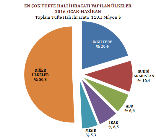 Bu dönemde Irak a yönelik tufte halı ihracatımız bir önceki yılın aynı dönemine kıyasla % 12,1 oranında artarak 7,2 milyon dolar olarak kaydedilmiştir.