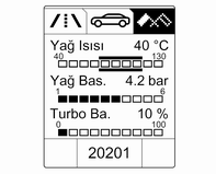 Göstergeler ve kumanda birimleri 103 Tasarruf Eğilimi: Ortalama tüketimin 50 km mesafedeki gelişmesini gösterir.