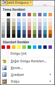 2. Çizim Araçları sekmesine tıklayın. Açılan menüde renk ile ilgili değişiklikleri yapabileceğiniz bir kısım bulunmaktadır.