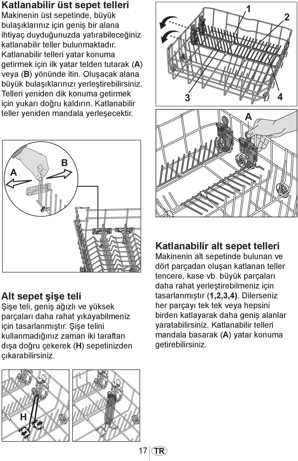 Telleri yeniden dik konuma getirmek için yukarı doğru kaldırın. Katlanabilir teller yeniden mandala yerleşecektir.