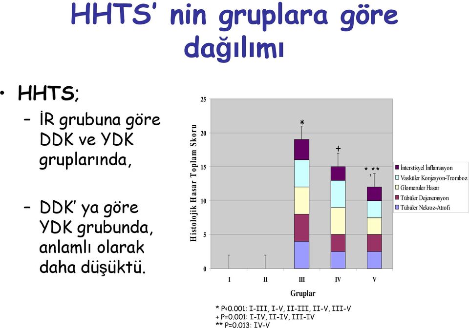 0 Histolojik Hasar Toplam Skoru 20 15 10 5 + *,** İnterstisyel İnflamasyon Vasküler Konjesyon-Tromboz