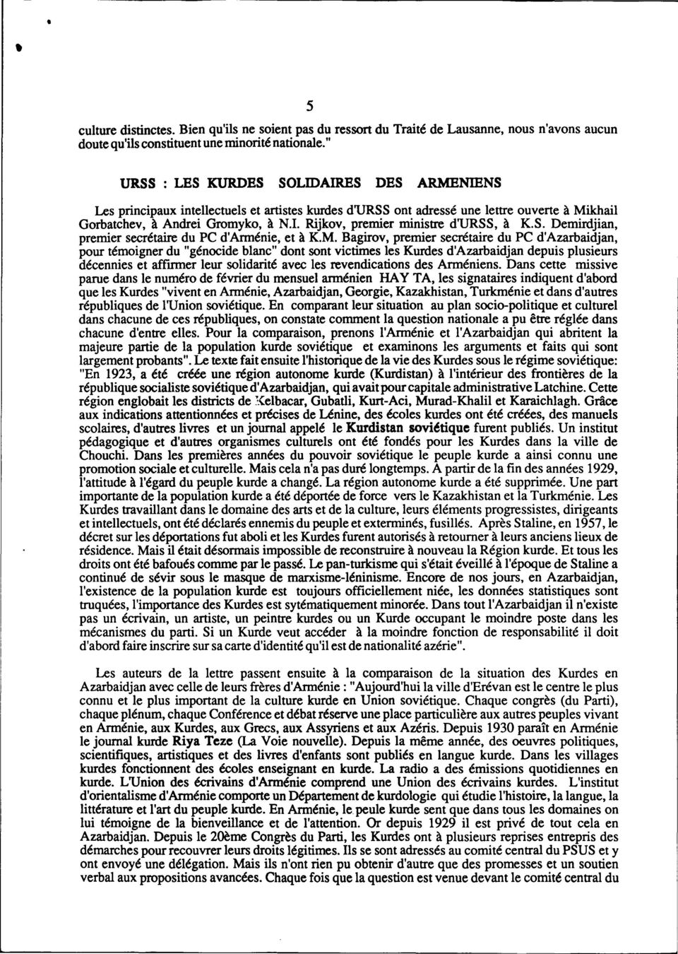 Rijkov, premier ministre d'urss, à K.S. Demirdjian, premier secrétaire du PC d'arménie, et à K.M.