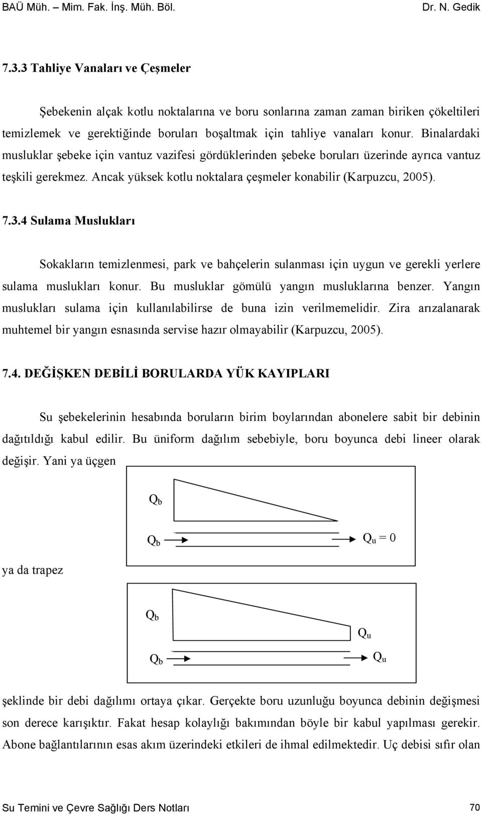 4 Sulama Musluları Soaların temizlenmesi, par ve ahçelerin sulanması için uygun ve gereli yerlere sulama musluları onur. Bu muslular gömülü yangın muslularına enzer.