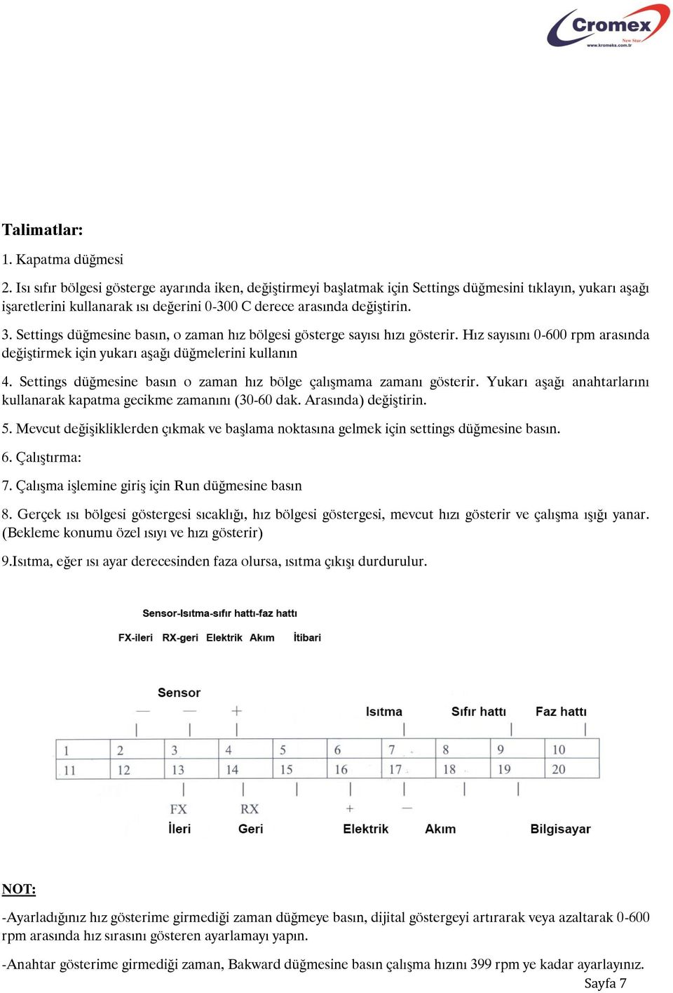 Settings düğmesine basın, o zaman hız bölgesi gösterge sayısı hızı gösterir. Hız sayısını 0-600 rpm arasında değiştirmek için yukarı aşağı düğmelerini kullanın 4.