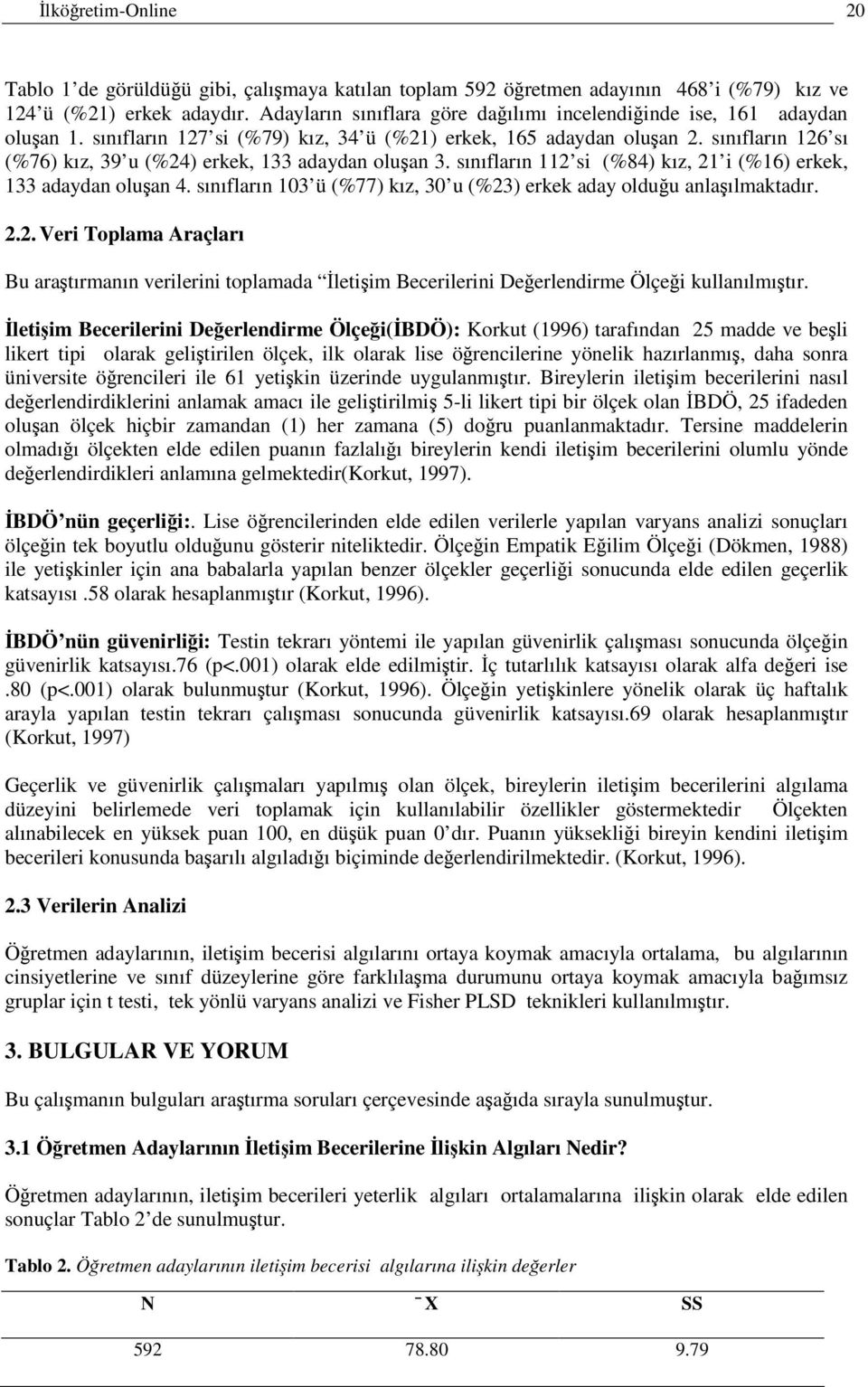 sınıfların 126 sı (%76) kız, 39 u (%24) erkek, 133 adaydan oluan 3. sınıfların 112 si (%84) kız, 21 i (%16) erkek, 133 adaydan oluan 4.