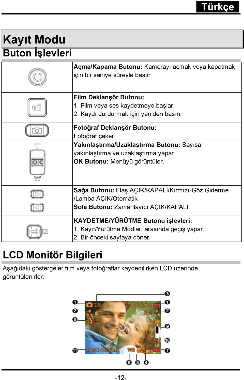 OK Butonu: Menüyü görüntüler.