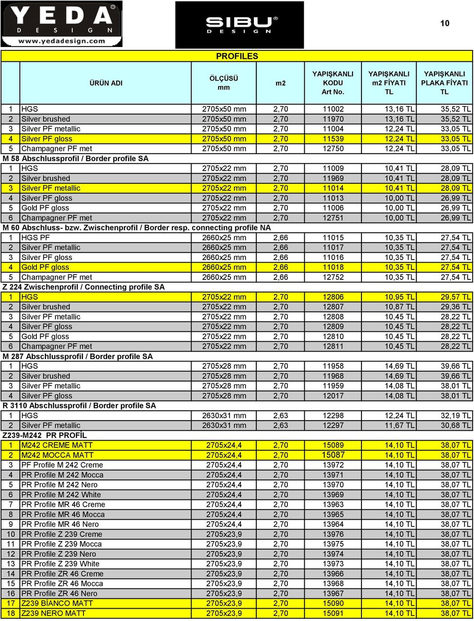 PF metallic 2705x22 2,70 11014 10,41 28,09 4 Silver PF gloss 2705x22 2,70 11013 10,00 26,99 5 Gold PF gloss 2705x22 2,70 11006 10,00 26,99 6 Champagner PF met 2705x22 2,70 12751 10,00 26,99 M 60