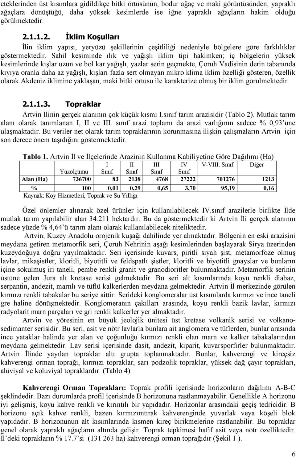 "#l" iklim tipi hakimken; iç bölgelerin yüksek kesimlerinde k"#lar uzun ve bol kar ya."#l", yazlar serin geçmekte, Çoruh Vadisinin derin taban"nda k"y"ya oranla daha az ya.