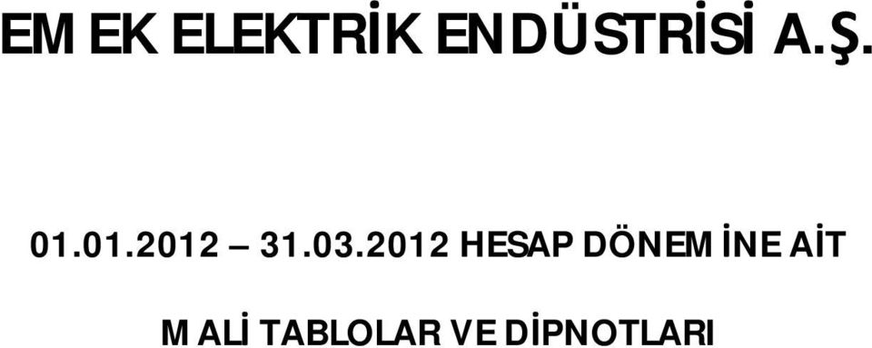 2012 HESAP DÖNEMİNE AİT