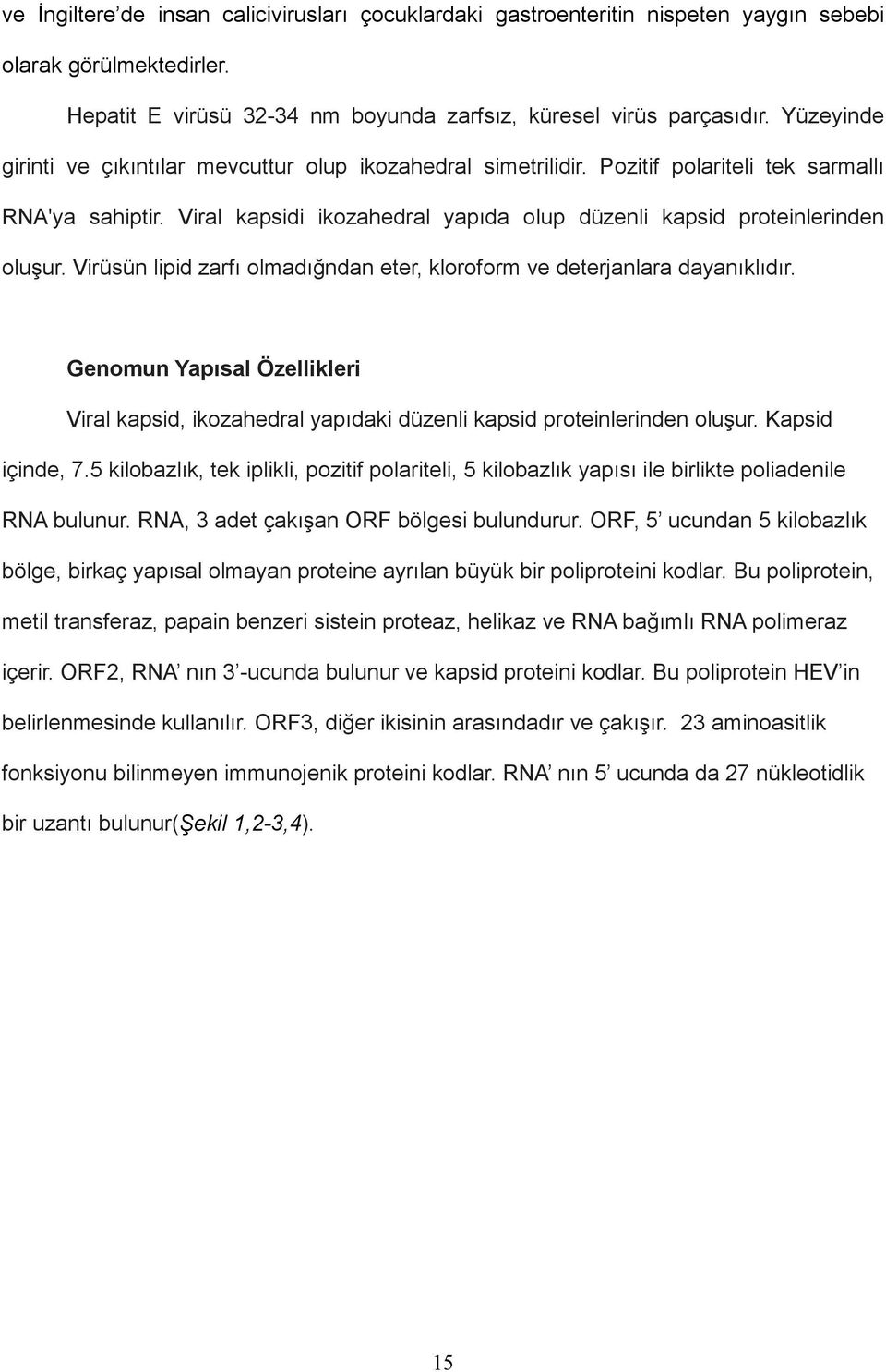 Virüsün lipid zarfı olmadığndan eter, kloroform ve deterjanlara dayanıklıdır. Genomun Yapısal Özellikleri Viral kapsid, ikozahedral yapıdaki düzenli kapsid proteinlerinden oluşur. Kapsid içinde, 7.