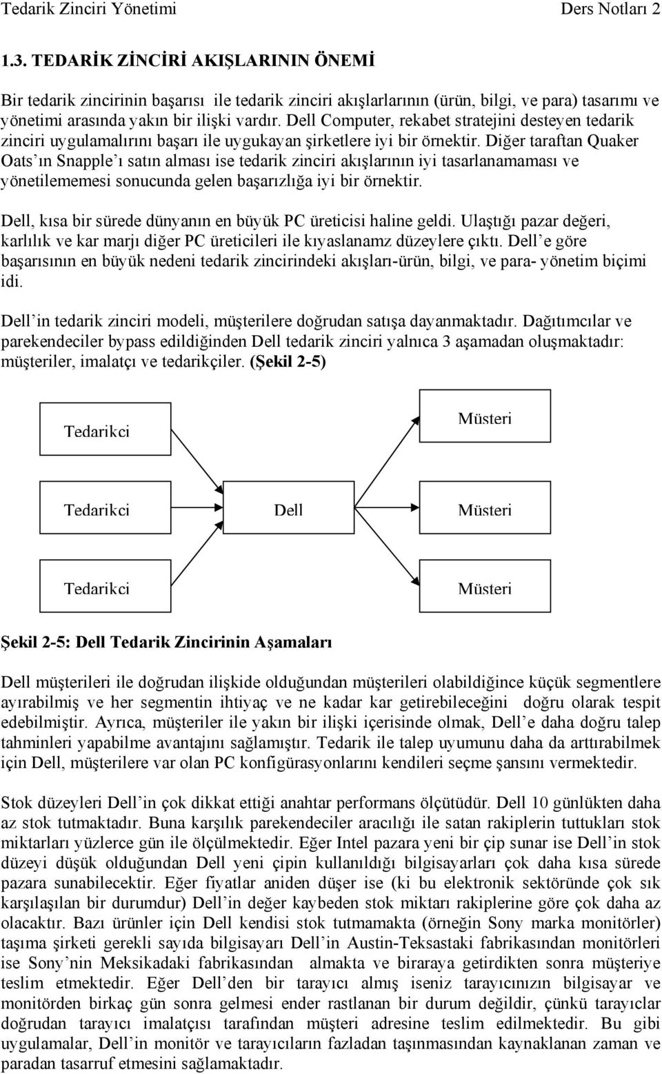 Diğer taraftan Quaker Oats ın Snapple ı satın alması ise tedarik zinciri akışlarının iyi tasarlanamaması ve yönetilememesi sonucunda gelen başarızlığa iyi bir örnektir.