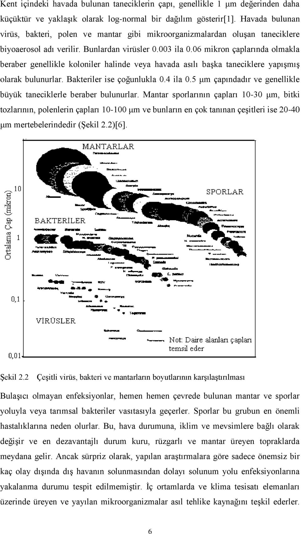 06 mikron çaplarında olmakla beraber genellikle koloniler halinde veya havada asılı başka taneciklere yapışmış olarak bulunurlar. Bakteriler ise çoğunlukla 0.4 ila 0.