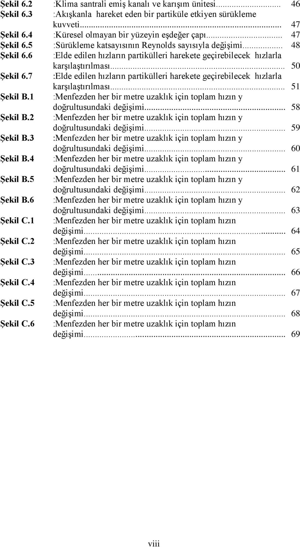 7 :Elde edilen hızların partikülleri harekete geçirebilecek hızlarla karşılaştırılması... 51 Şekil B.1 :Menfezden her bir metre uzaklık için toplam hızın y doğrultusundaki değişimi... 58 Şekil B.