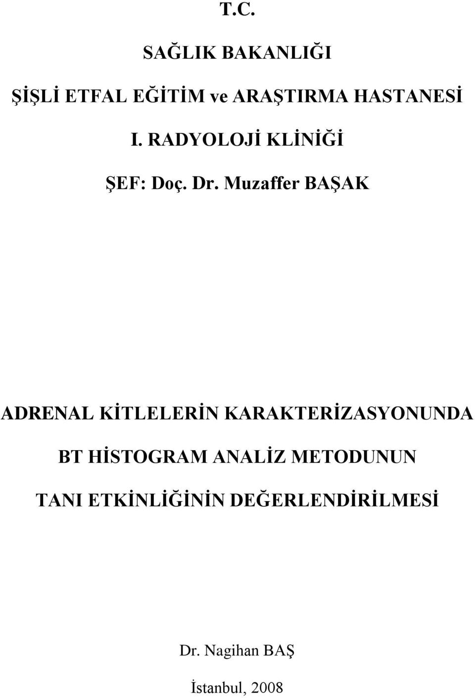 Muzaffer BAġAK ADRENAL KĠTLELERĠN KARAKTERĠZASYONUNDA BT