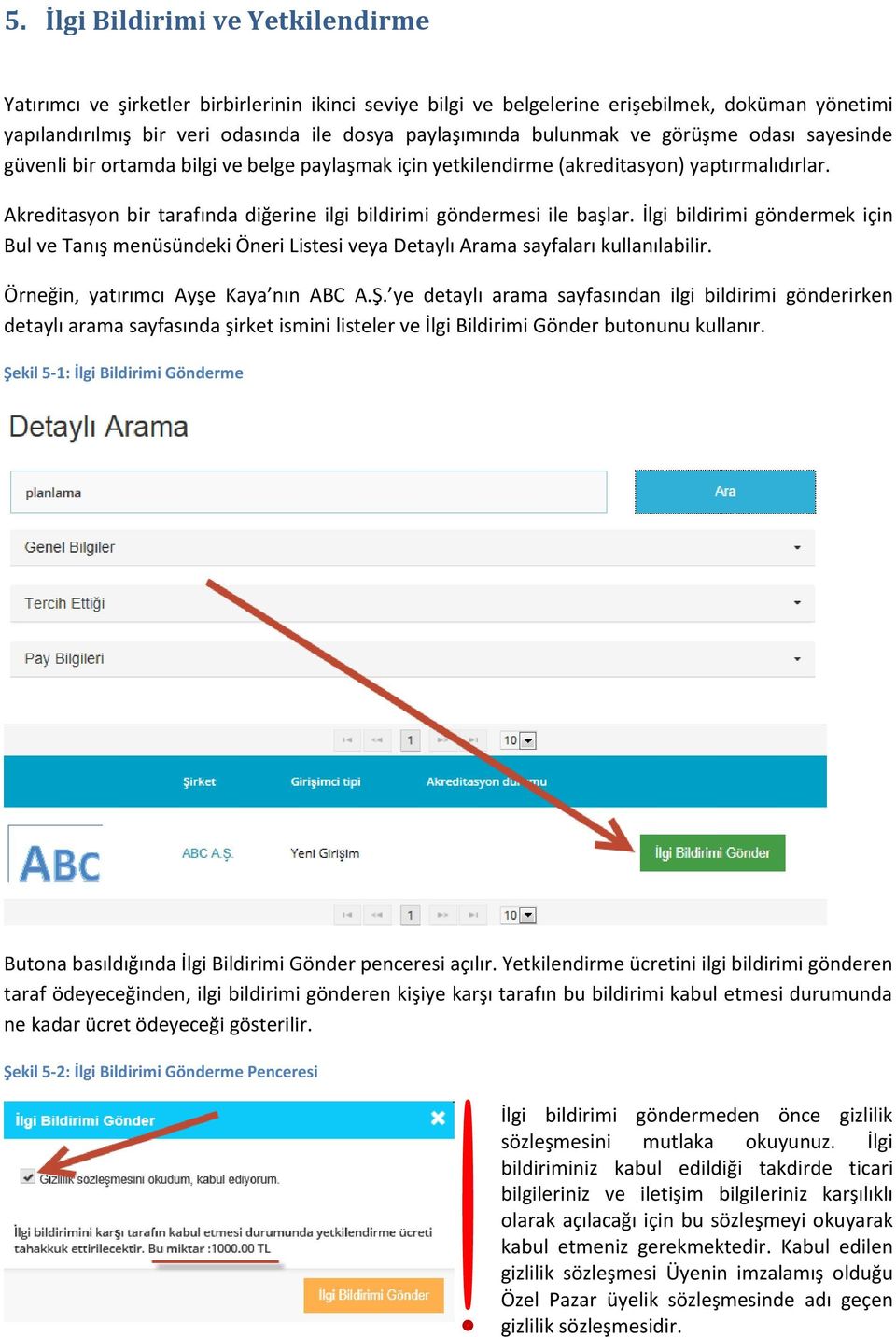 Akreditasyon bir tarafında diğerine ilgi bildirimi göndermesi ile başlar. İlgi bildirimi göndermek için Bul ve Tanış menüsündeki Öneri Listesi veya Detaylı Arama sayfaları kullanılabilir.