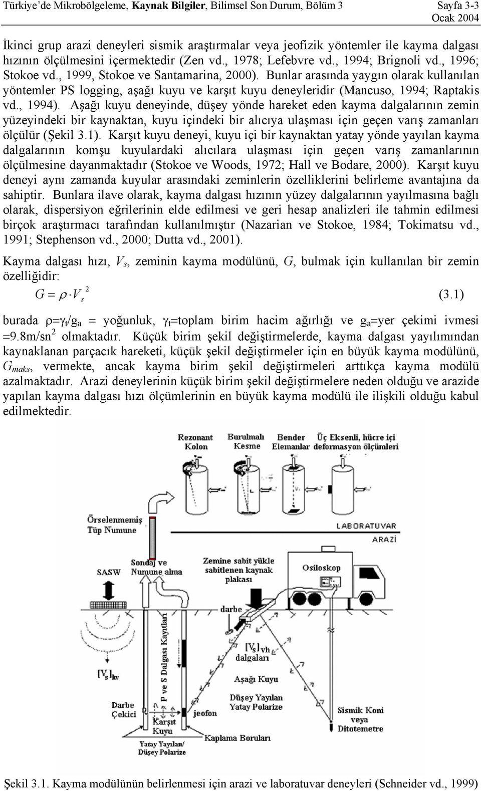 Bunlar arasında yaygın olarak kullanılan yöntemler PS logging, aşağı kuyu ve karşıt kuyu deneyleridir (Mancuso, 1994; Raptakis vd., 1994).