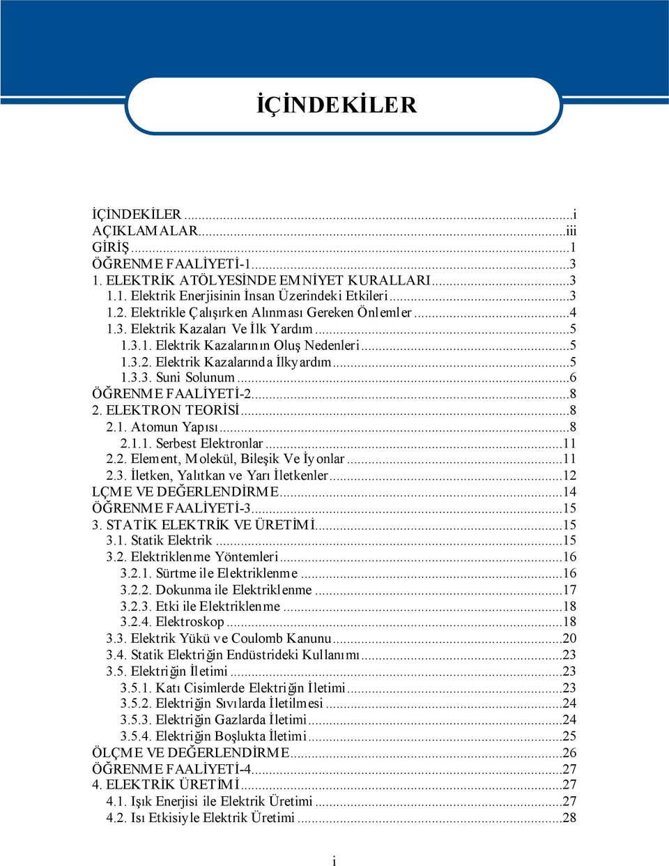 ..6 ÖĞRENME FAALİYETİ-2...8 2. ELEKTRON TEORİSİ...8 2.1. Atomun Yapısı...8 2.1.1. Serbest Elektronlar...11 2.2. Element, Molekül, Bileşik Ve İyonlar...11 2.3. İletken, Yalıtkan ve Yarı İletkenler.