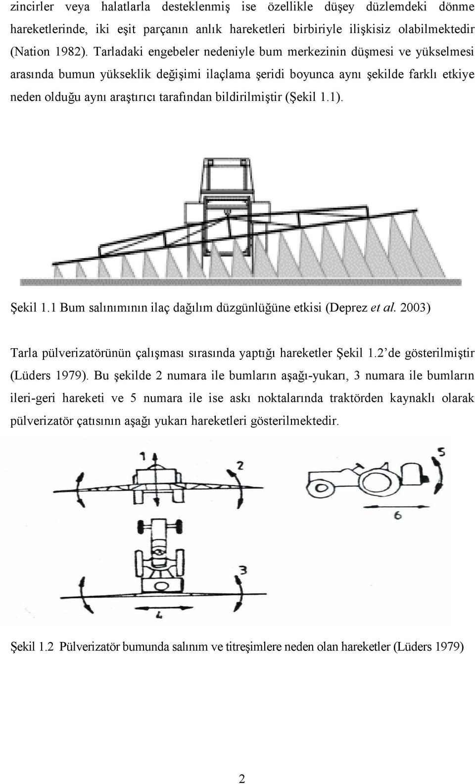 bildirilmiştir (Şekil 1.1). Şekil 1.1 Bum salınımının ilaç dağılım düzgünlüğüne etkisi (Deprez et al. 2003) Tarla pülverizatörünün çalışması sırasında yaptığı hareketler Şekil 1.