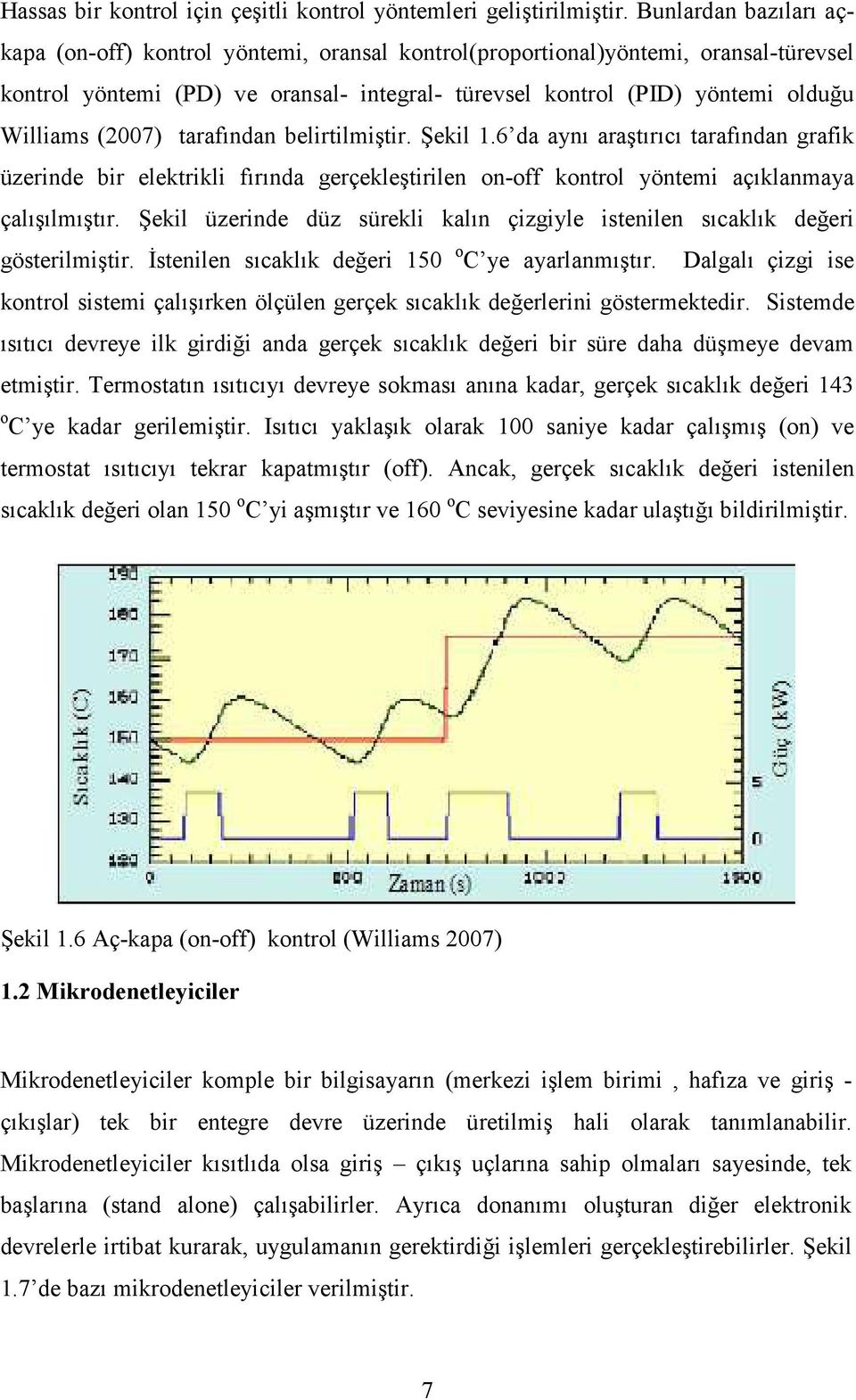 (2007) tarafından belirtilmiştir. Şekil 1.6 da aynı araştırıcı tarafından grafik üzerinde bir elektrikli fırında gerçekleştirilen on-off kontrol yöntemi açıklanmaya çalışılmıştır.